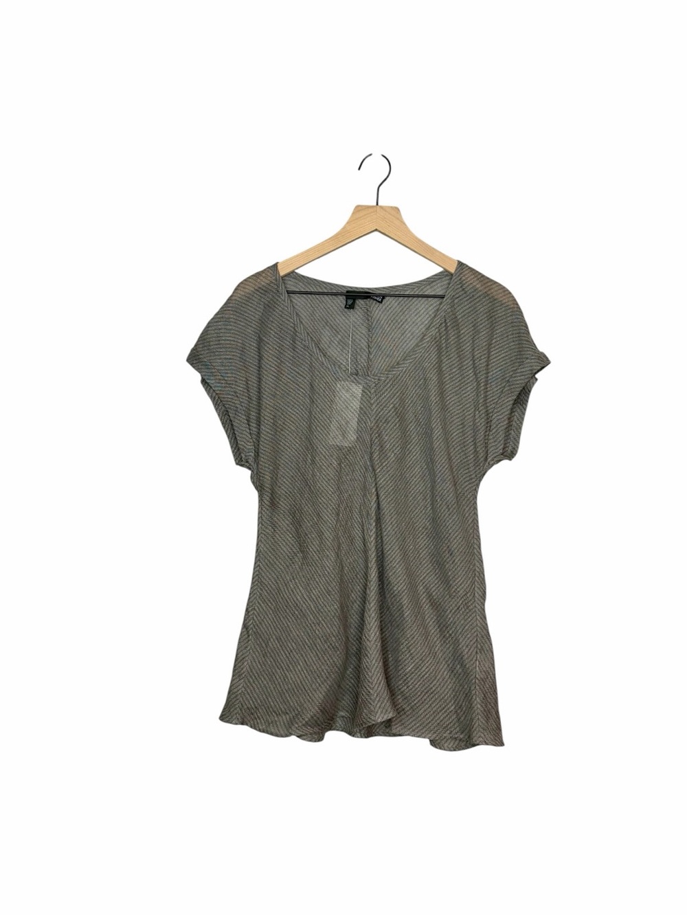 Eileen Fisher Soft Gray Striped Scoop Neck Tunic